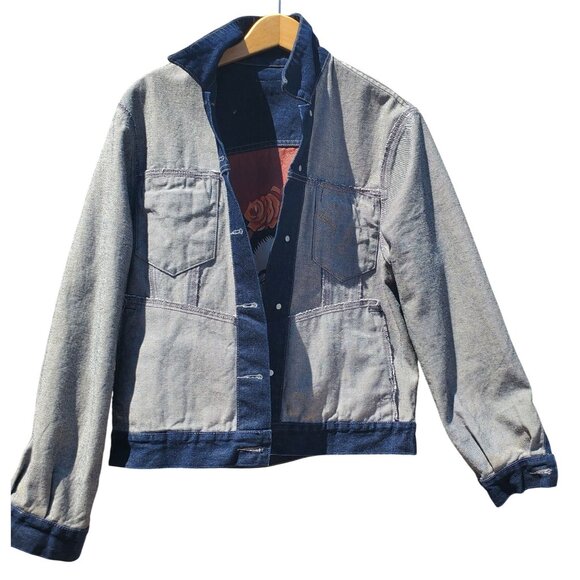 Frida Kahlo Y2K Portrait Denim Trucker Jacket Hand Painted Women L XL / Men M - Picture 7 of 16